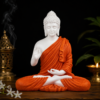 Gautam Buddha Sculpture 15 Inches - White Orange