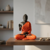 Gautam Buddha Sculpture - Black Orange