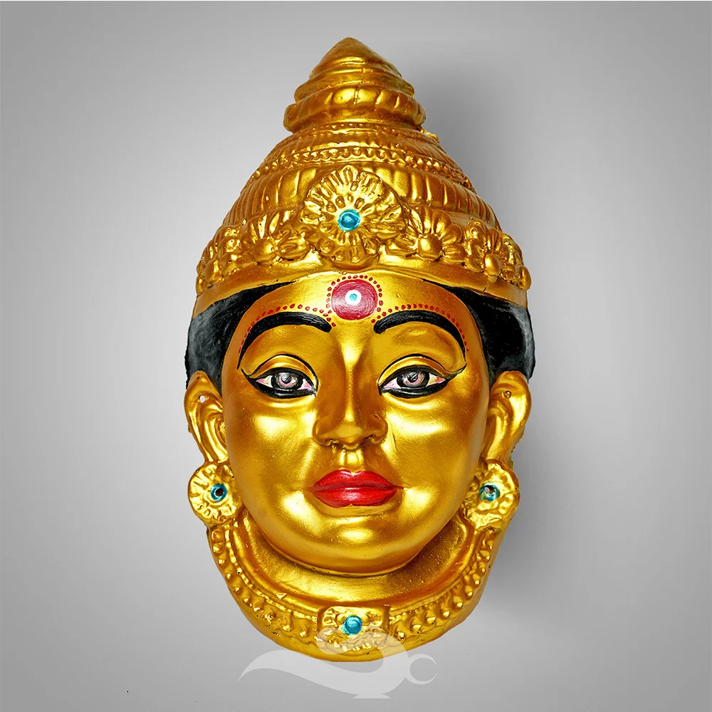 8-inch Devi Mukhvta sculpture in gold color