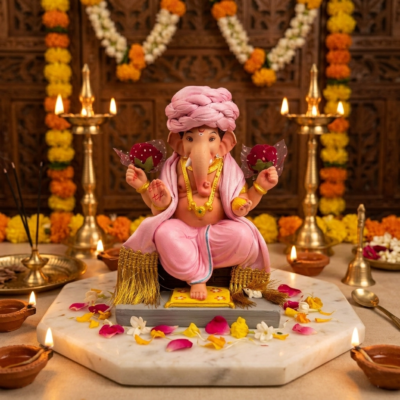 5 inch Goad Ganpati with cloths