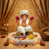 5 inch Goad Ganpati with cloths - White