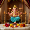 5 inch Goad Ganpati - Peacock